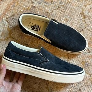 Vans Suede Slip Ons Dark Midnight Blue